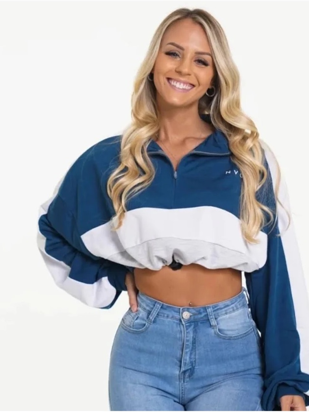 NVGTN Varsity Blue Oversized Cropped Pullover